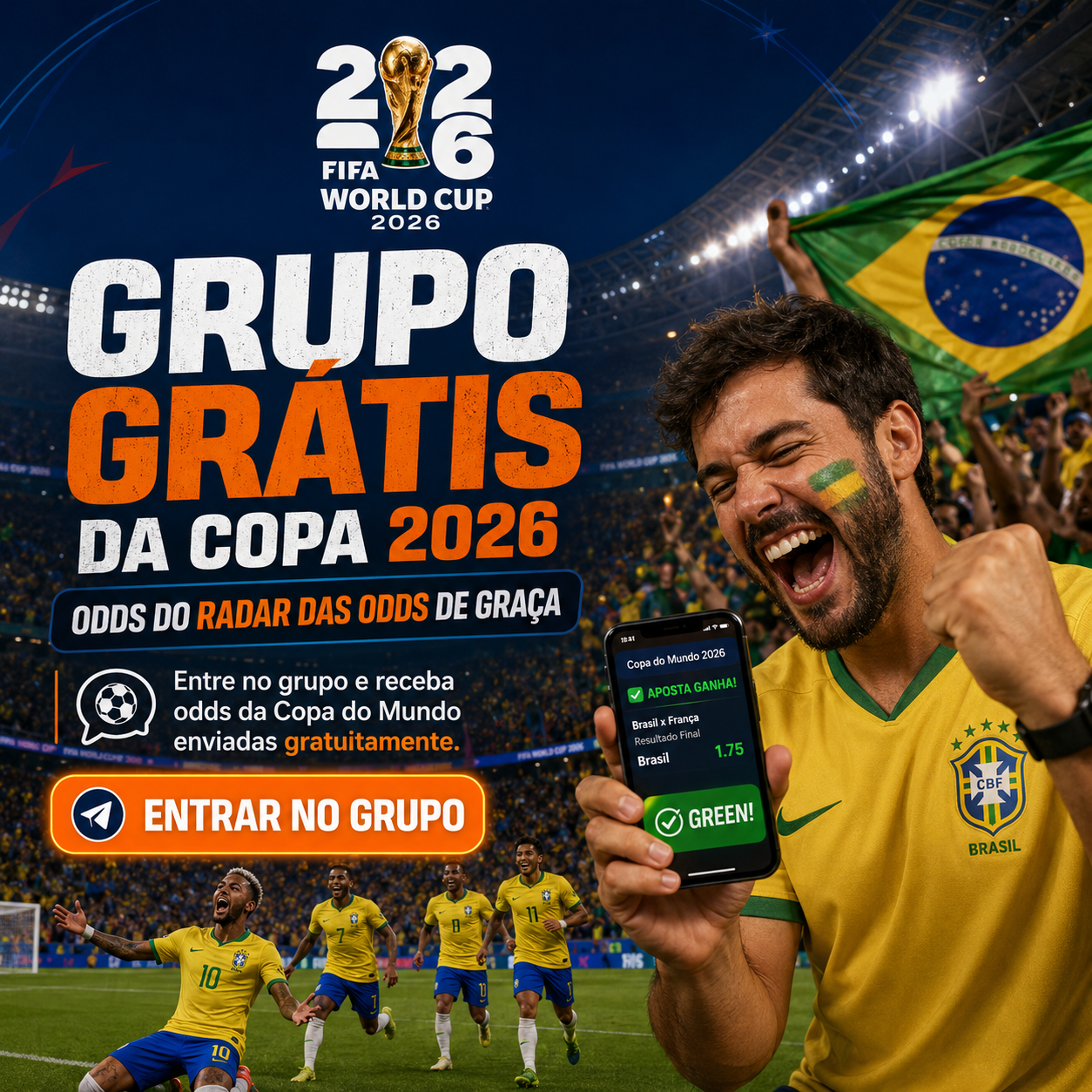 Grupo gratis da Copa 2026 - odds do Radar das Odds de graca